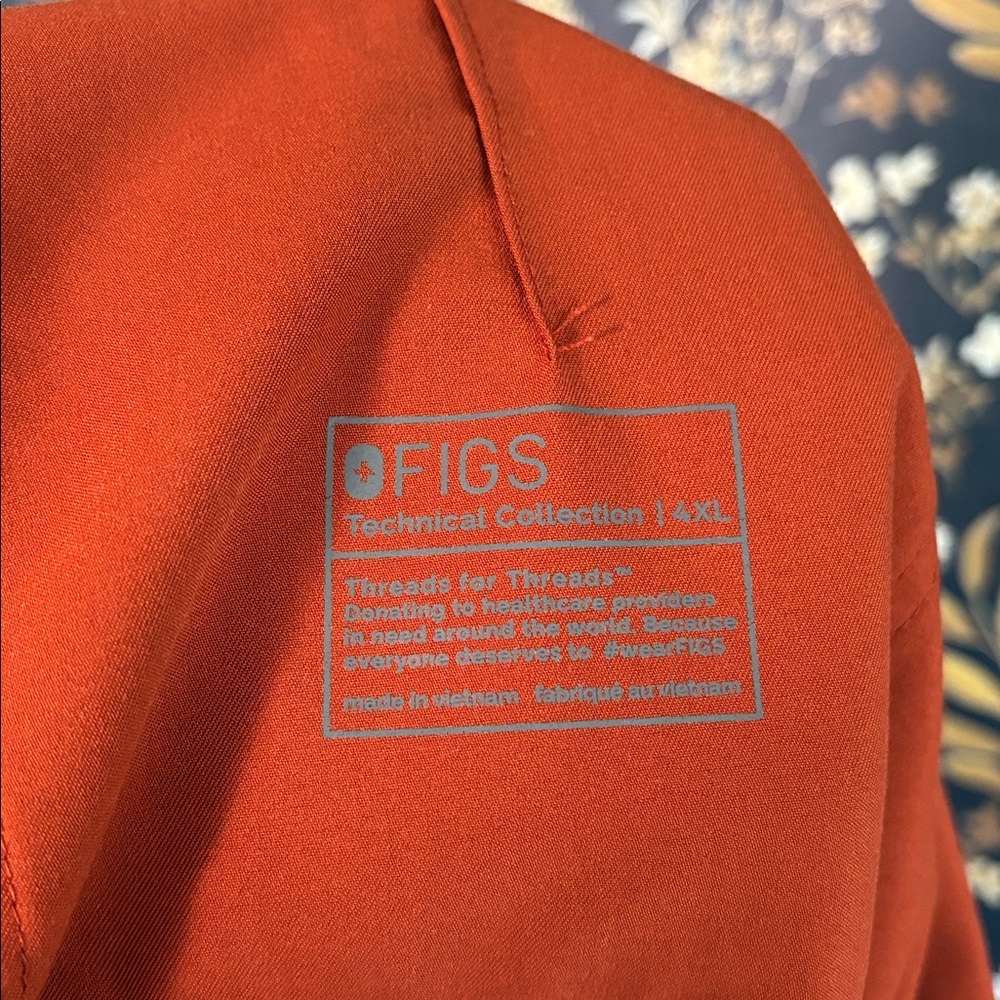 Figs Rust-Red Orange Pull On Drawstring Straight … - image 7